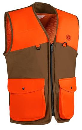 TKLoop Upland Hunting Vest with Multi Pockets Brown/Orange Upland Game Field Bird Hunting Vest for Men Woman