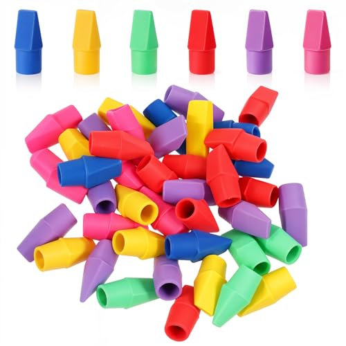 Oruola Lot de 50 capuchons de gomme, pour enfants, gommes, colorés, pour l'école, le bureau, la salle de classe, les besoins d'apprentissage (multicolores)