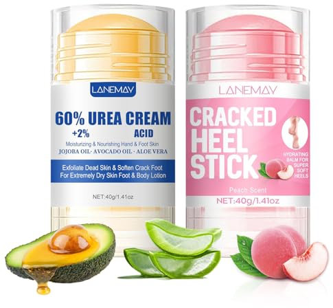 Shefave Anti-Cracking Fußcreme, 2 Stück Foot Cream Stick, 60% Urea Fusscreme und Urea Repair Plus Fußcreme, Fusscreme sehr Trockene füsse Hornhaut, Feuchtigkeitsspendende & Rissfreie Fußcreme