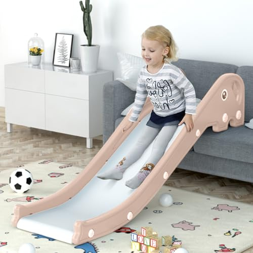 FUKEA Sofa Slides for Kids, Elephant Indoor Toddler Slide for Bed Couch Slide for Toddler Age 1-3, Pink