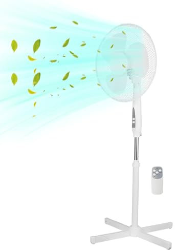shine planet 90° Oscillating Tower Fan with 3 Speed Modes (Normal/Sleep/Nature), 7.5H Timer, Adjustable Height (1.1-1.25M), 5M Remote & UKCA Certified - Energy-Efficient Aluminum Motor (WHITE)