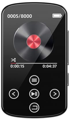 Vocdikficy Reproductor de MP3 Deportivo con Bluetooth y Clip, Pantalla Táctil de 1,5 Pulgadas, Mini Reproductor de Vídeo, Radio FM, Grabadora, Libro Electrónico, Tarjeta TF
