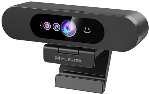MOERTEK 1080P Webcam with Window Hello, Noise-reducing Mic, Plug & Play, 90° Wide Angle, Built-in Privacy Cover, 360° Rotation & 90° Tilt, Perfect for Zoom, Google Meet, Microsoft Teams