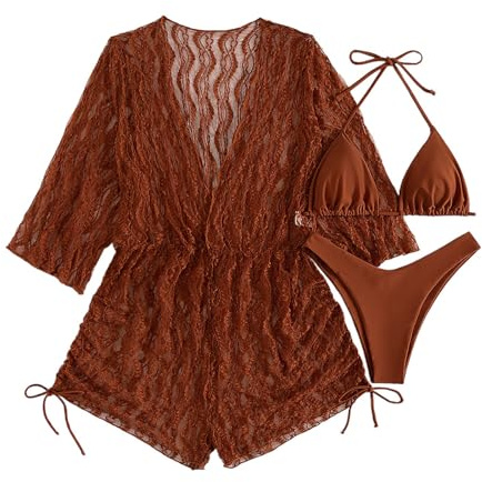 Bikini String De Maillot Bain Femme Sexy Maillots Deux Pièces Shorty Gainant Bandeau Grande Taille Robe Chic Et Elegant Transbronzant Triangle Ensembles 3 Maillot'de Fluo #