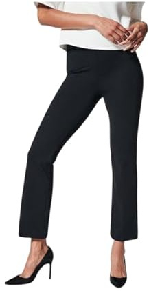 Pantalon femme à pattes courtes – Taille haute élastique – Cloche ajustée – Longueur de la cheville – Fabriqué en Italie – Élégant, Noir , L