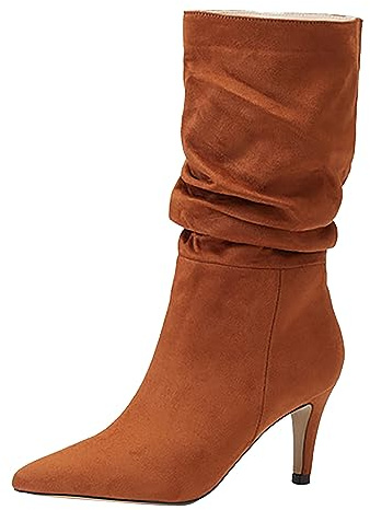 Generisch 2026 Botines Mujer 2023 Tacón Alto Tacón Medio Puntero Punta Punta Moda Botas Zapatos de Mujer, marrón, 39 EU