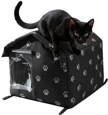 Katzenhaus für den Außenbereich – wasserdichtes Winter-Haustierheim, Veranda, Balkon, Unterschlupf, wasserdicht, wetterfest, Katze, warmes Winter-Tierhaus, für Hund, Hase, Kätzchen, Garten, Veranda