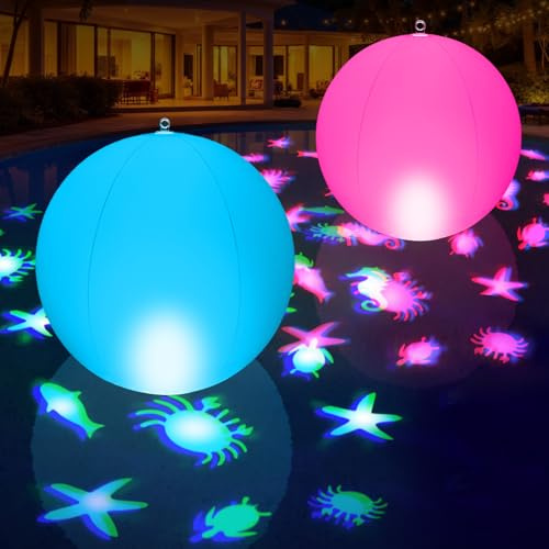 Luxfero Luces Flotantes Piscina Solares, Bola Luces para Piscinas, Luz Solar Piscina Flotante Que Cambian de Color y Representan Animales, Impermeables IP68 Bolas de Luz LED para Piscina - 2 Unidades