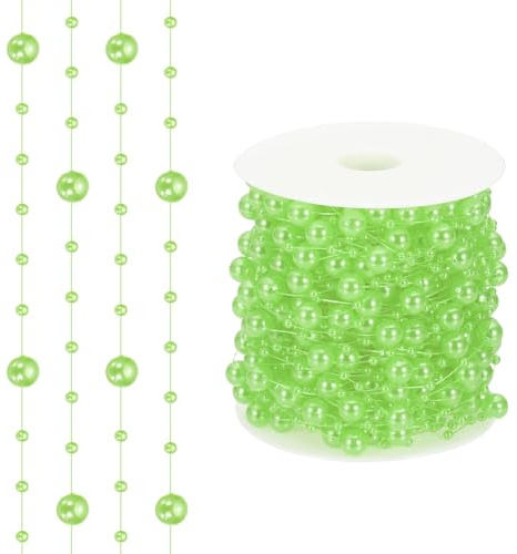 sourcing map Cuerda de perlas artificiales de 98 pies, cuentas de perlas sintéticas, cadena de cuentas de pesca, relleno de jarrones para velas flotantes, centro de mesa de boda, decoración de fiestas