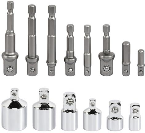 Stecknuss Adapter Set, 14 Stück Adapter Satz Stecknussadapter Set, Kraft Stecknuss Adapter für Ratschen für 1/4 auf 3/8, 3/8 auf 1/4, 3/8 auf 1/2, 1/2 auf 3/8, 1/2 auf 1/4, 1/4 auf 1/2