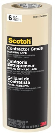 Scotch Contractor Grade Masking Tape, 1.88 inches by 60.1 yards (360 yards total), 2020, 6 Rolls