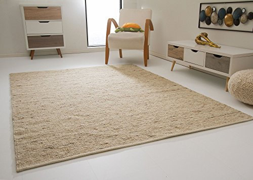 Steffensmeier Leutasch Handwebteppich aus 100% Schurwolle mit Fusselstopp - gewalkt - Natur, Größe: 300x390 cm