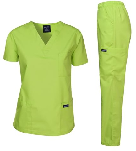 Dagacci Unisex Scrubs Set, Top and Trousers, Applegreen, XS