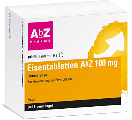 Eisentabletten AbZ 100 mg Filmtabletten: Zum Ausgleich von Eisenmangel, 100 Filmtabletten