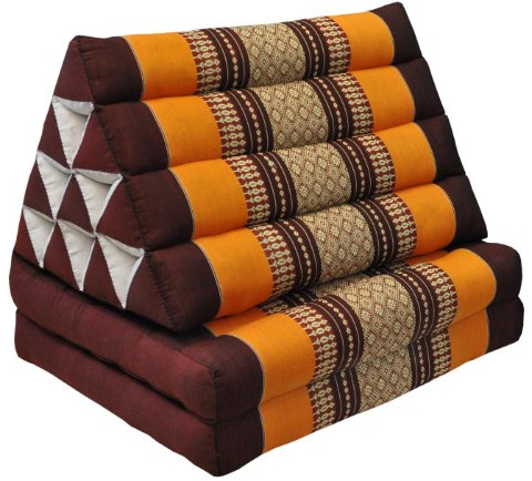 Wilai Bodenkissen Sitzkissen Bodenmatte Loungekissen Zierkissen Kapok Thaikissen, ausklappbar (81102 - braun/orange)