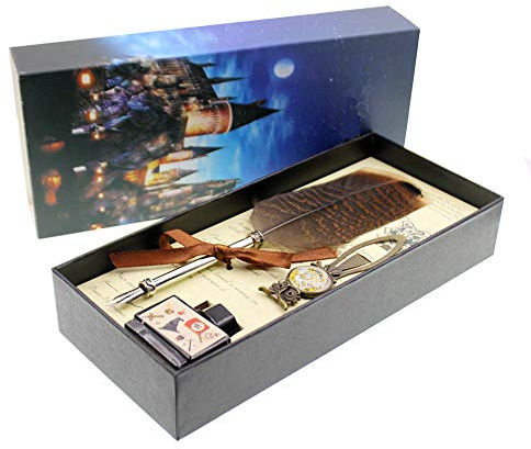 Set de pluma de búho para fans de Harry Potter. Pluma para caligrafía con tinta. Regalo para niños, amigos, Navidad, cumpleaños, etc., color Juego de bolígrafo de búho con marcador de búho
