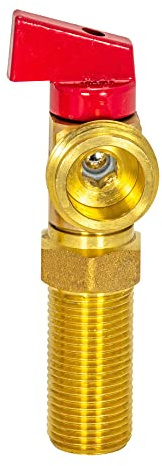 Eastman Caja de salida de latón, válvula de lavadora con mango rojo, 1/2 pulgada MIP x 3/4 pulgadas MHT, válvula de bola de cuarto de vuelta, aplicaciones de agua caliente, 60280