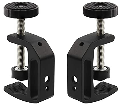 Zeromall Universal C-Clamp Aluminum Support Clamp Desktop Mount Holder Stand with 1/4 and 3/8 Thread Black(2 Pcs)