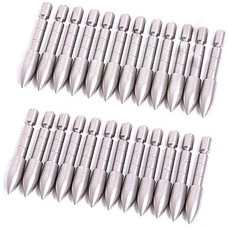 ACCMOS 24 Piezas 70 80 90 100 110 120 Grain Acero Inoxidable Bala Punto Punta, para ID 4,2 mm Eje de Flecha, Tiro al Arco Caza Flechas Accesorios (70gr OD5.6mm)
