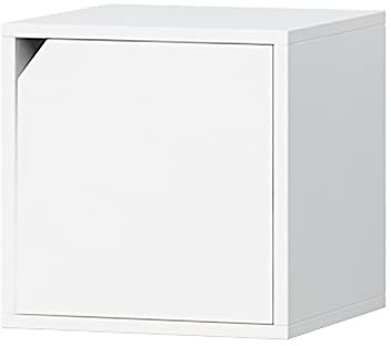 W&X DIY Modular Cubby Shelving Gabinete De Almacenamiento para Salón Dormitorio Oficina,Moderno Madera Estante para Libros,Cubo Organizador De Almacenamiento con Puerta-H 30x30x30cm(12x12x12inch)