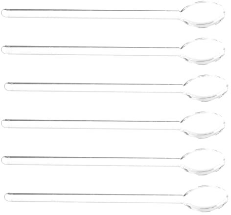 YARNOW 6st Dessertlöffel Kaffeelöffel Aus Glas Espresso Kaffee Klare Espressolöffel Menül?ffel Esslöffel Mischstab Getränkerührer Eiskaffee Gläser Eislöffel Martini Kleiner Kaffeelöffel