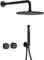 Round Bathroom Concealed Brass Shower System Kit,12 Inch Rain Shower System Set with Handheld Shower Head,2 Functions Shower Mixer Valve,Matte Black