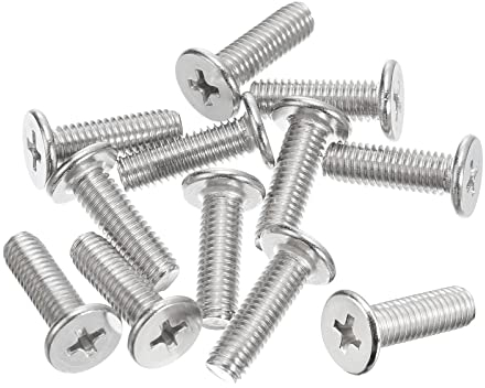 sourcing map Tornillos de Cabeza Redonda Plana M5-0,8x16mm 12uds, Tornillos de Máquina de Accionamiento Phillips de Acero Inoxidable 304, Sujetador de Hardware para Conexión de Muebles