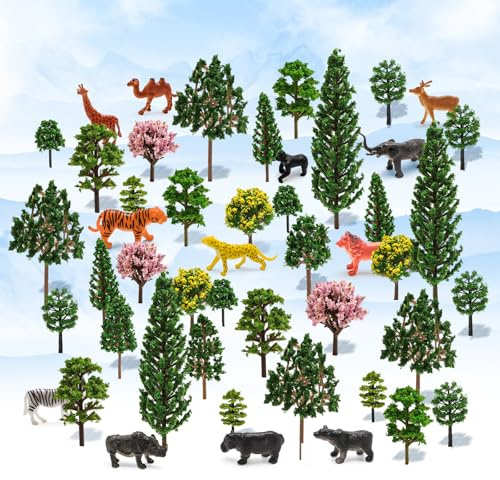 JUNUNDJING 38 Arboles Maqueta, Materiales para Maquetas Maqueta Tren Arboles para Maquetas, para Ladrillos Miniatura Modelo Árbol Diorama Modelismo Maquetas, Ferrocarril Árboles Arquitectura