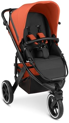 ABC Design Sportkinderwagen Salsa Run – Sportlicher Jogger Dreirad-Kinderwagen zum Laufen, Joggen & Skaten mit Sportsitz, Luftreifen, integrierter Federung und Handbremse (carrot)