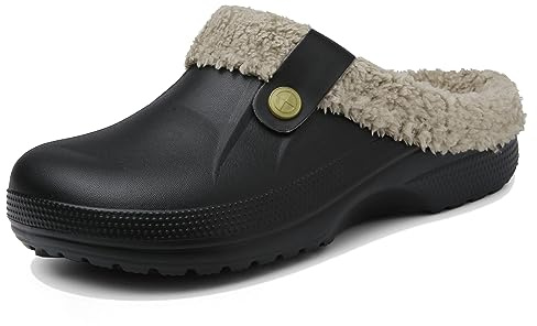 Meik Mangni Sabot Fourré Femme Homme Hiver Pantoufles Chaud Chaussons de Maison Peluche Imperméables Chaussures Jardin Intérieur et Extérieur Mules