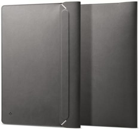 Spigen Valentinus laptopväska fodral 15 15,6 16 tum, läder laptopfodral kompatibelt med MacBook Pro/Air, M1/M2/M3/M4, Dell, Acer, ASUS, Hp, Lenovo, LG Gram osv – grå