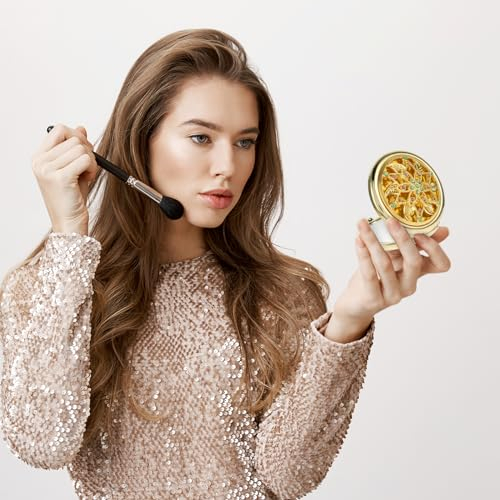 Sibba Taschenspiegel Kosmetikspiegel mit Vergrößerung 1x/2x Handspiegel Make-Up Spiegel Reisespiegel Klappspiegel für Handtasche Geldbörsen Kompakt Vergrößerungsspiegel Runden Schminkspiegel Unisex