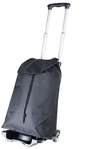 DAQERHSH Shopping Cart Aluminum Alloy Trolley Trailer Folding Hand-Carried Shopping and Grocery Shopping Luggage Cart with Black Cloth Bag Folding Hand Truck