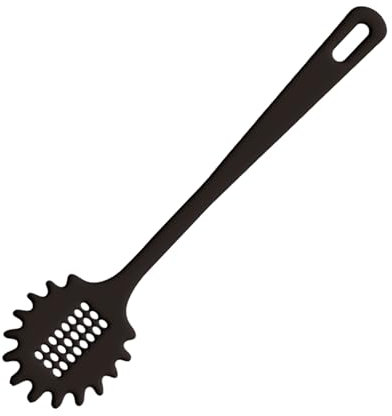 Fackelmann Fenix Spaghettilöffel, 100% recyceltes RPET-Material, recycelbarer Kunststoff mit hoher Hitzebeständigkeit bis 230 °C, hohe Haltbarkeit, kratzfest, Schwarz, 30 cm, 1 Stück