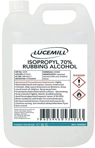 Lucemill 70% Rubbing alcohol | 5 Litre | Super Strength IPA Surface Sanitiser | 70% Isopropyl Alcohol | Clear Liquid
