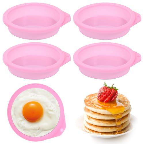 4 stampi per uova con friggitrice ad aria, accessori per friggitrice ad aria da 10,2 cm, stampi in silicone riutilizzabili, stampi antiaderenti per uova fritte, muffin, panini, colazione, cucina