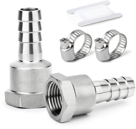 ERGAOBOY 2 stycken slangskruvanslutningar, 19 mm krokar till 1/2 tum BSP innergänga, slangmontering av rostfritt stål 304 för bränsle/luft/vatten/olja