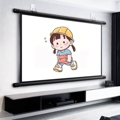 COKYIS Pantalla de proyector enrollable manual 30 40 50 60 72 pulgadas Pantalla de proyección portátil para exteriores Pantalla de cine de cine en casa para patio trasero Pantalla HD 16:9 4:3(30inch 4