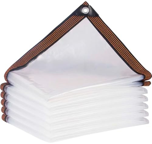 Waterproof Transparent PVC Tarpaulin with Eyelets, UV-Resistant and Tear-Resistant Greenhouse Film for Garden, Balcony, Construction Site & Pet Enclosure, Weatherproof Construction Film with