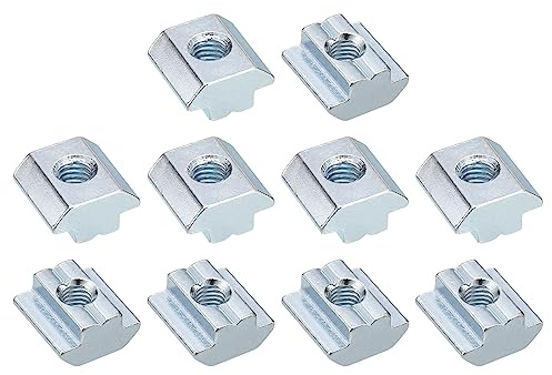 sourcing map t Nuts, 12pcs - Galvanized Carbon Steel t Slot Bolts, 4545 Series M8 Hammer Head Fastener, Sliding t Nuts for Aluminum Extrusion Profile (Silver)