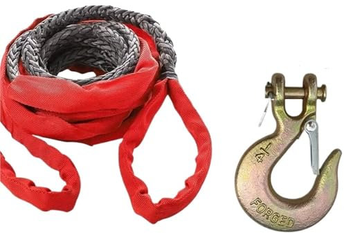 IRGVJIFR Fune di Traino Fune Sintetica for verricello 9 mm x 6 m con Guaina Protettiva - capacità 19.800 libbre for Camion, Veicoli a 4 Ruote motrici e Fuoristrada