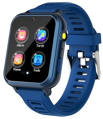 PROTKPETS Smart Watch for Kids, Game Watch with 39 educational games, HD camera, Habit tracking, Music, Alarm Clock, Calculator, Calendar, Flashlight, suitable for children's toys aged 3-12(Blue)