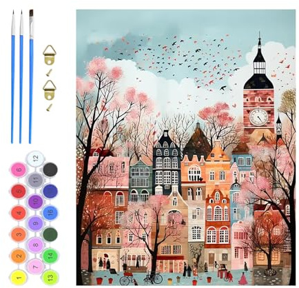 GHHKUD Paisaje Pintar por Numeros Adultos, Pintura por Numeros Kit, DIY Paisaje Paint by Numbers Kit de Pintura al óleo de Lienzo para con Pinceles, Pigmento Acrílico, Hogar Decor 30x40cm
