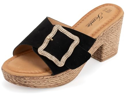 CLEIKS Zoccoli Pantofole Donna Comode Sandali Plateau Eleganti Scarpe Estive Regalo Festa Mamma Slipper EU 36-41 (Nero, 37 EU, WWC250248-1)