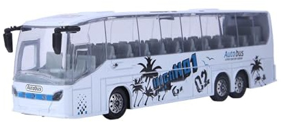 Domary Jouet de Modèle de Bus Transport en Commun Simulation avec Lumière et Musique pour Enfants (Blanc)
