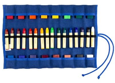 Morgenspruch Eurythmieversand Stiftemäppchen Rollmäppchen Waldorfschule inkl. Stifte und Blöcke (blau 16er)