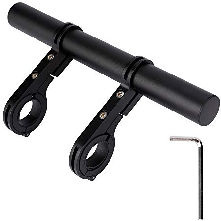 Extensor de Manillar de Bicicleta Doble Soporte Manillar Bici Extensión de Aleación de Aluminio para GPS Teléfono Velocímetro 20CM