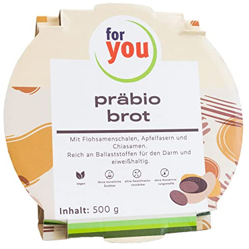 for you präbio brot - Saftiges, verzehrfertiges Hafer-Vollkornbrot mit Präbiotischen-Ballaststoffen für den Darm - Fitnessbrot - ohne künstliche Zusätze, schonende Herstellung (1 Stück, 500, gramm)