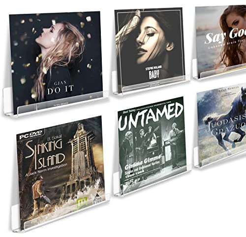 AMEITECH Schallplatten-Wandhalterung, 30,5 cm, transparentes Acryl, für Schallplattenhalter, Display Regal, zeigen Sie Ihr tägliches Hören mit Stil, 6 Stück