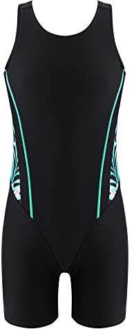 MSemis Kids Girls Boyleg Swimming Jumpsuit Athletic One Piece Racerback Cutout Bathing Suit Swimwear Pink Lily&Black 15-16 Years